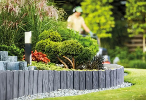 Бордюр садовый палисад антрацит Wood Palisade 2,32 м