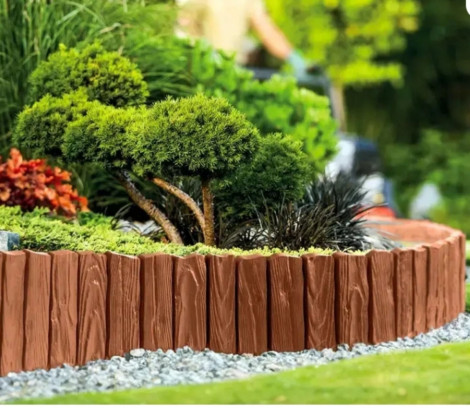 Бордюр садовый палисад  теракот Wood Palisade 2,32 м