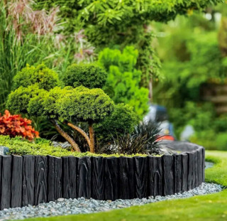 Бордюр садовый палисад черный  Wood Palisade 2,32 м.
