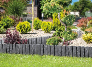 Бордюр садовый палисад антрацит Wood Palisade 2,32 м