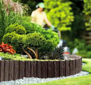 Бордюр садовый палисад коричневий Wood Palisade 2,32 м